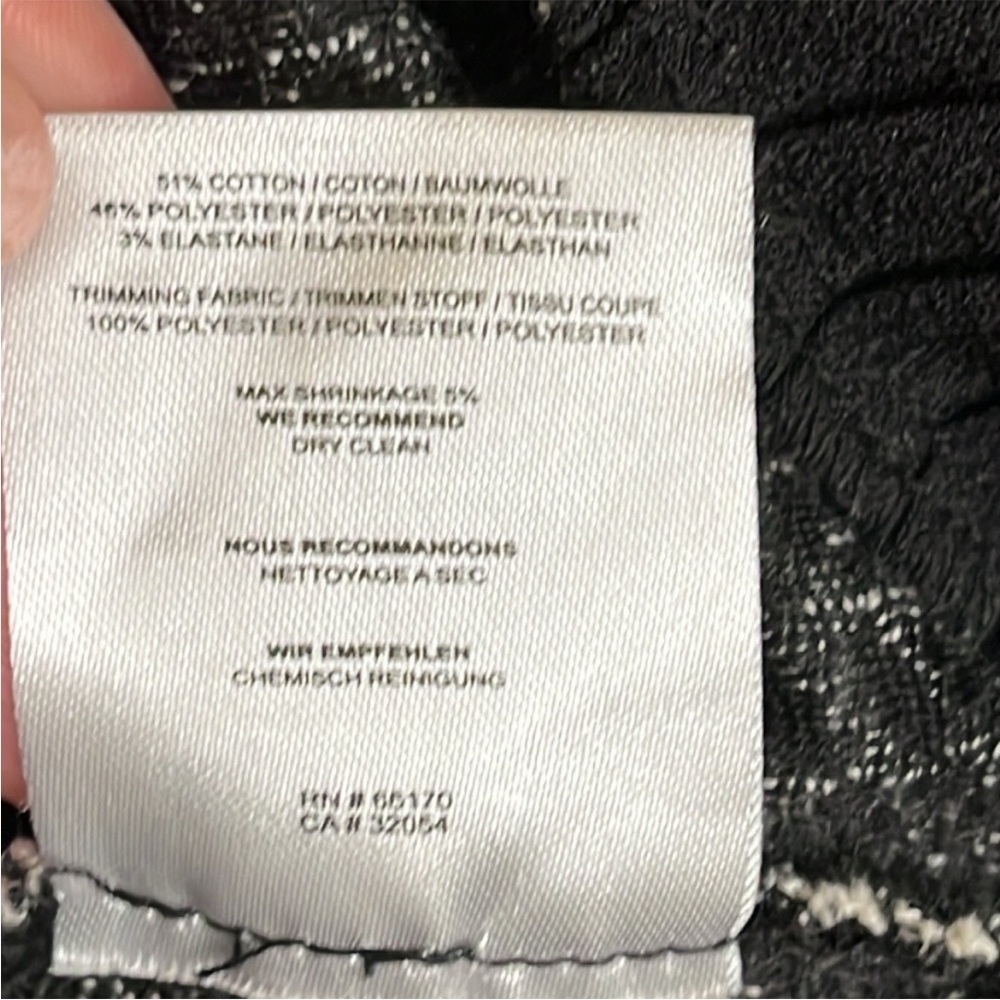 GANNI for Anthropologie textured pleated Black/Cream V-neck dress Large - Picture 7 of 9